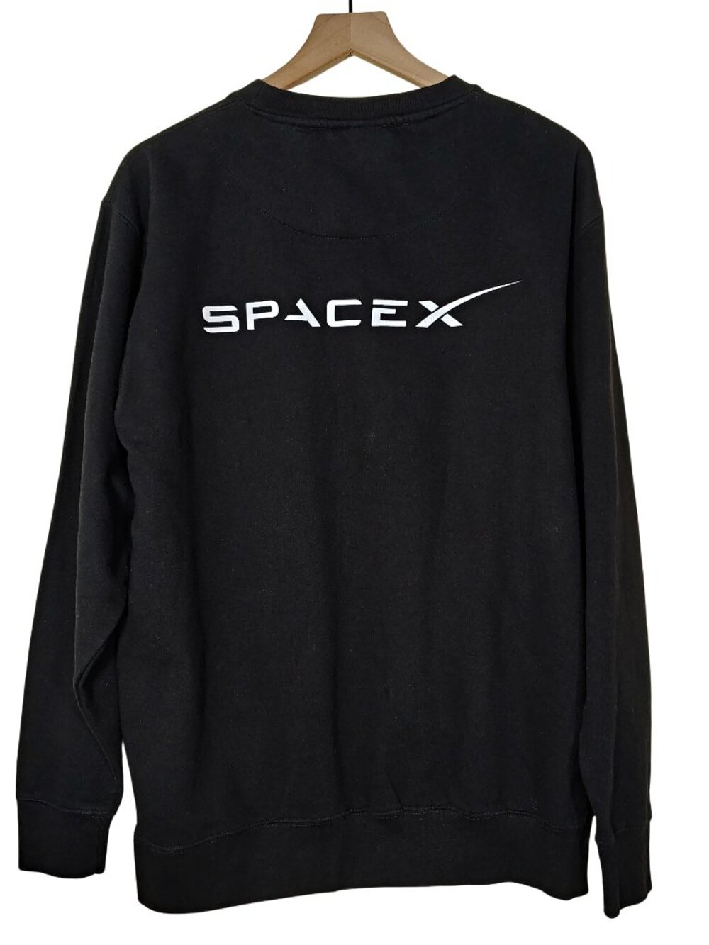 SpaceX Mens Crew Neck Logo Sweatshirt Black Cotton Blend Authentic Size L